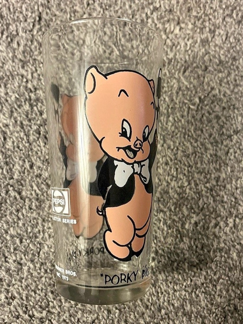Warner Bros. Porky Pig glass. Clear Like New